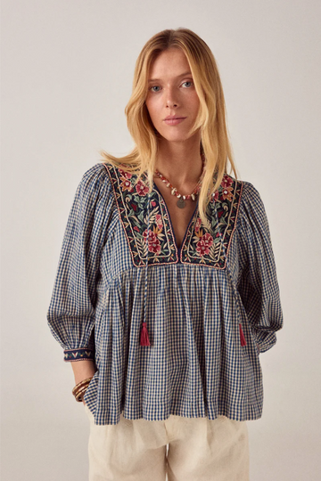 Gingham Bloom April Blouse