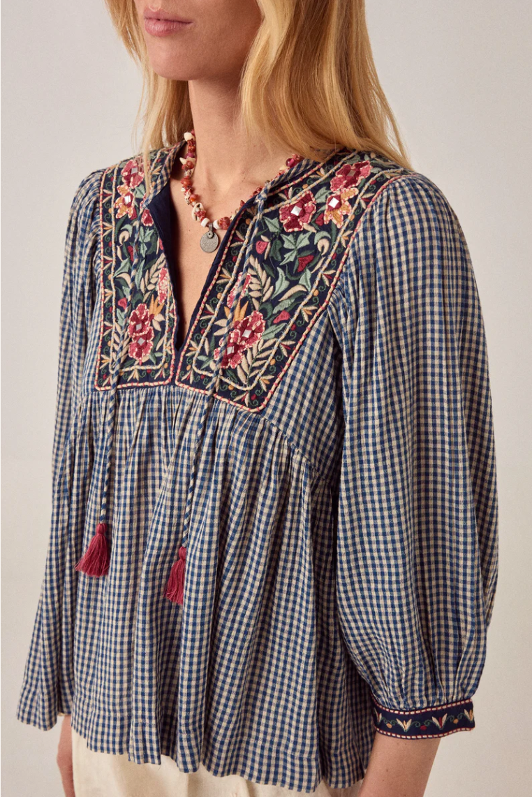 Gingham Bloom April Blouse