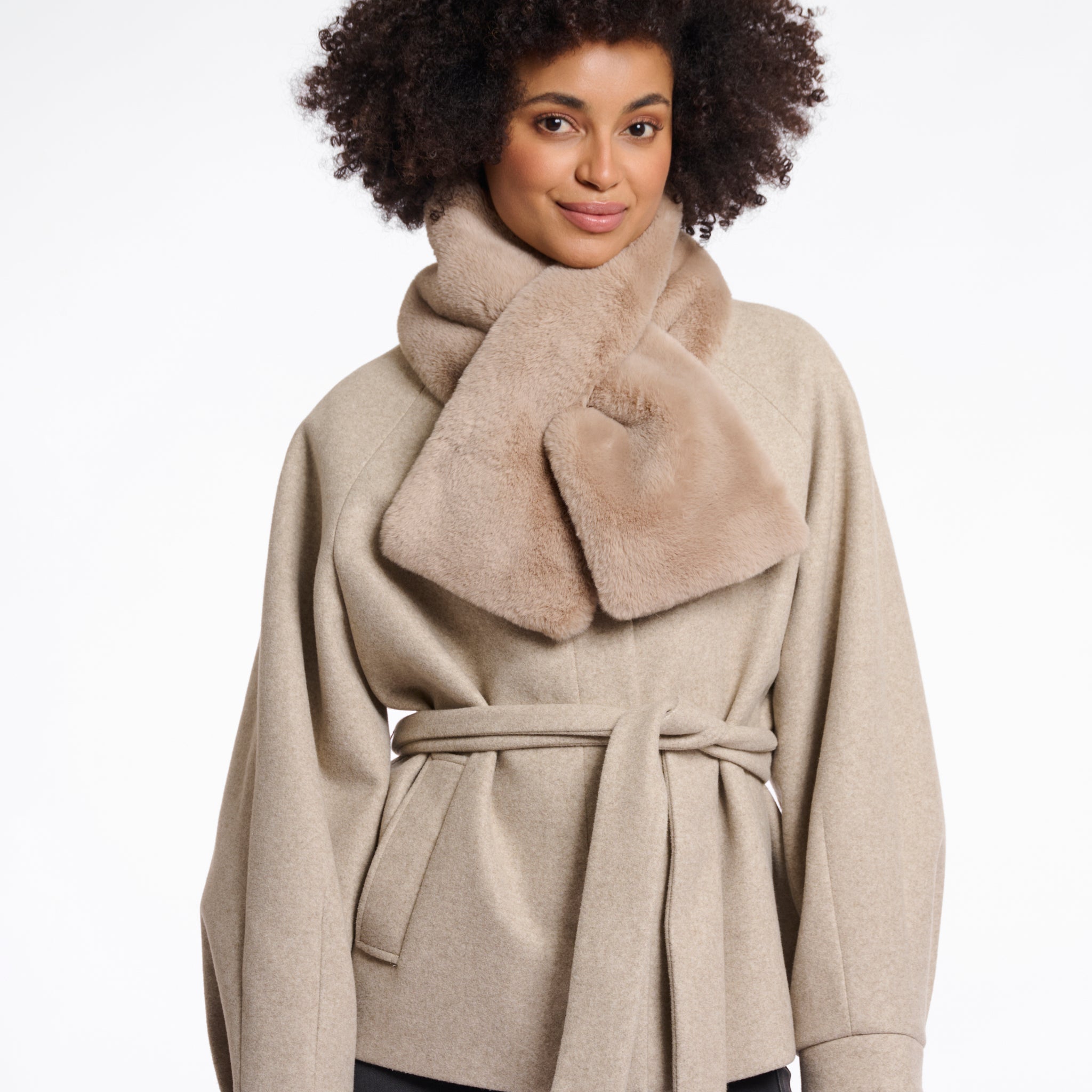 Stip Faux Fur Loop Scarf