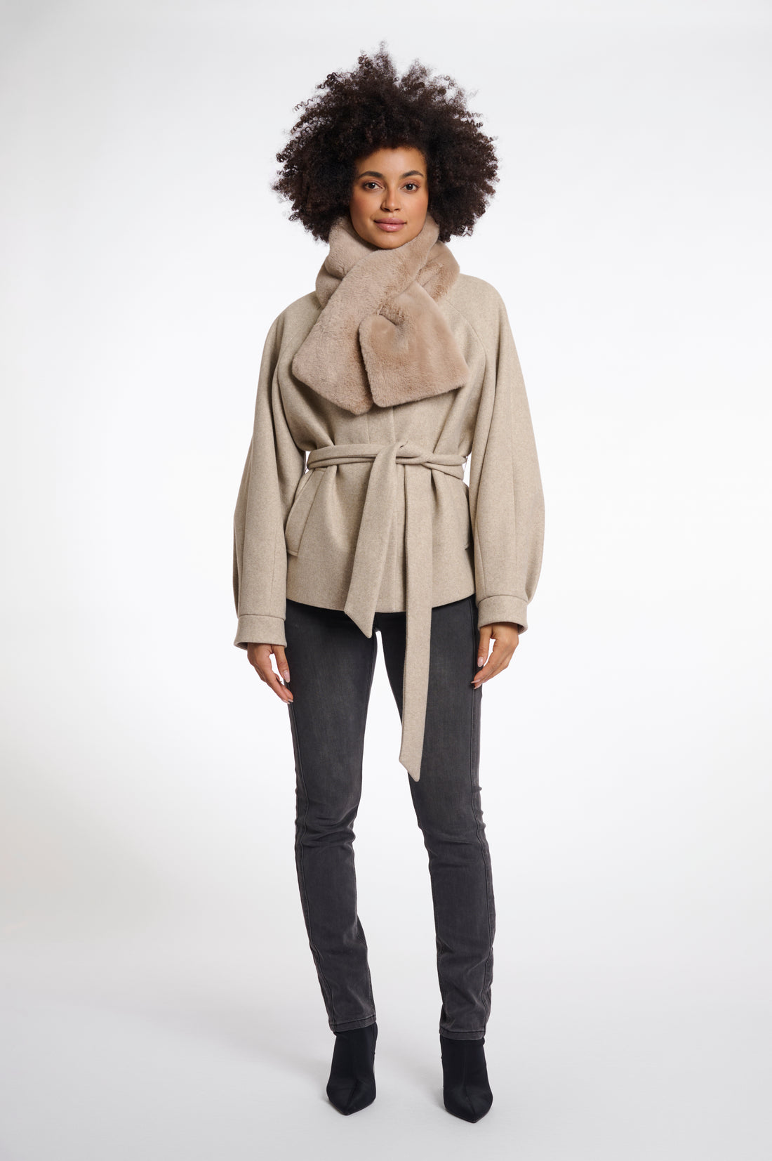 Stip Faux Fur Loop Scarf