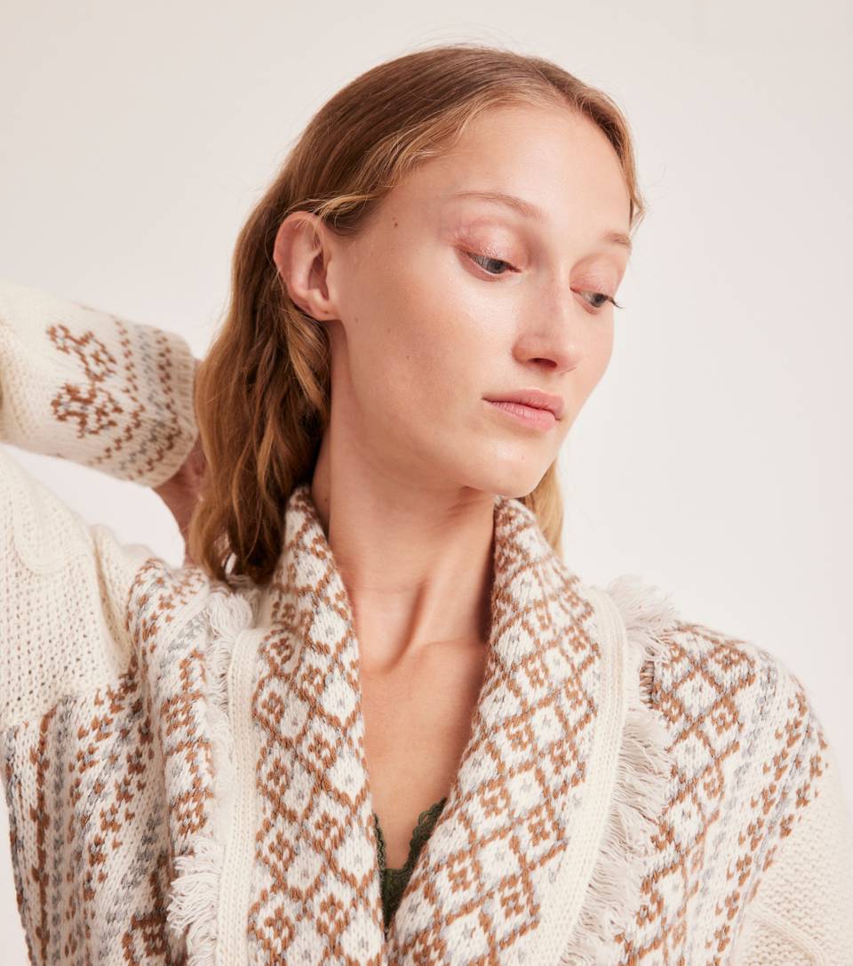 Phyllis Cardigan Cream With Tan