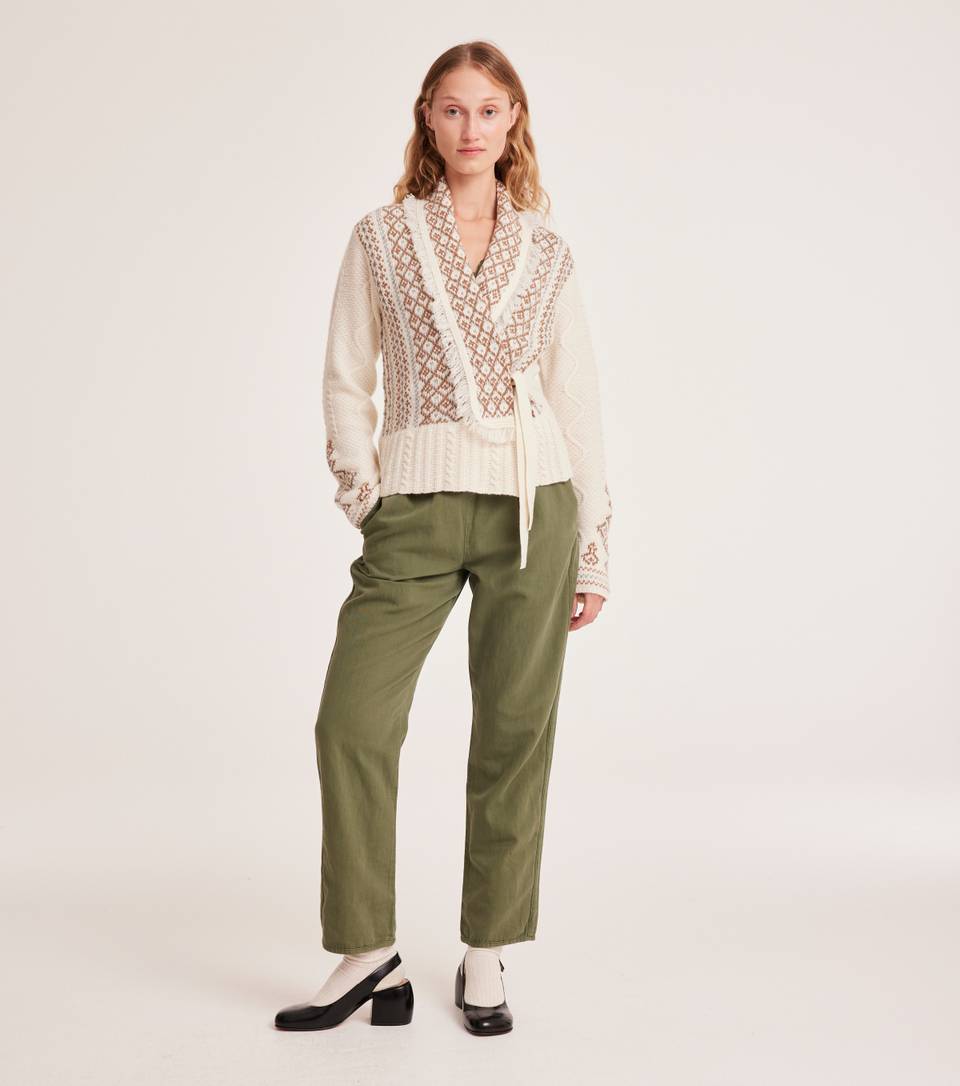 Phyllis Cardigan Cream With Tan