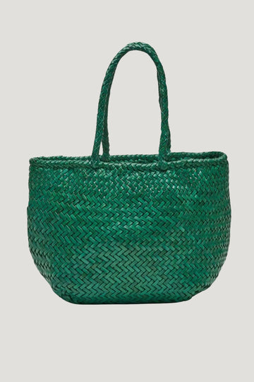 Green Woven Leather Classic Tote Bag