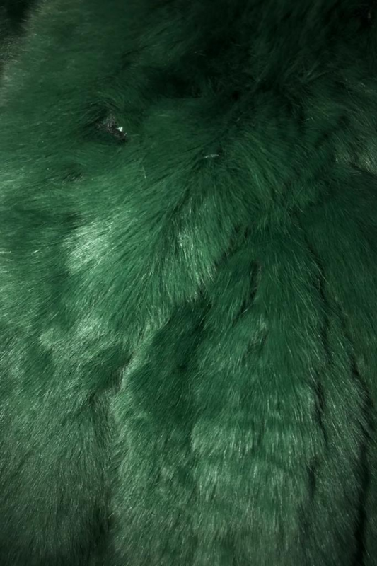 Green Knitted Rex Rabbit 'Loop' Fur Scarf