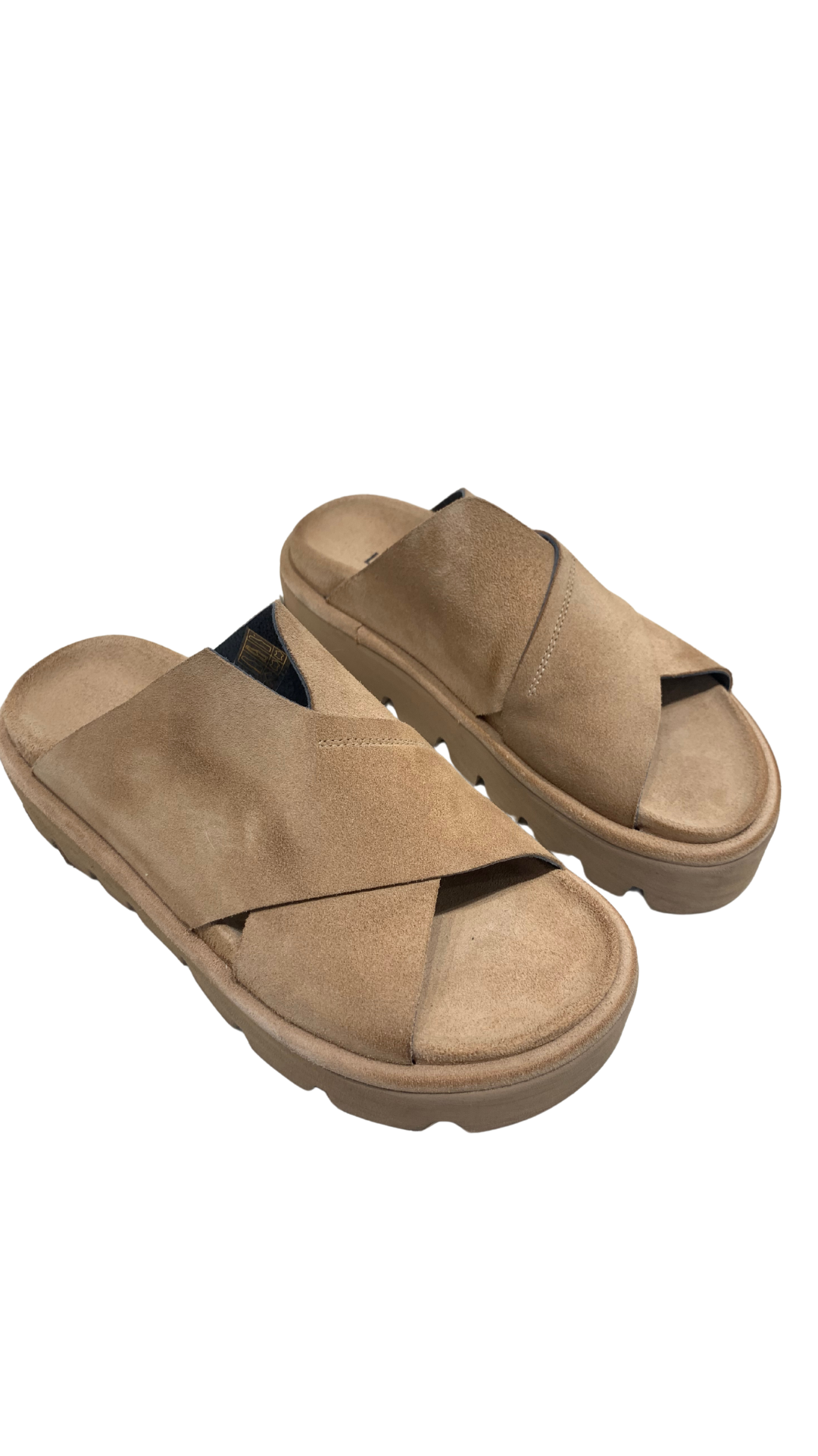 Tan Suede Platform Slide