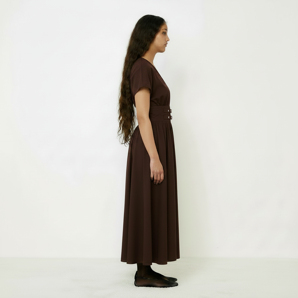 Brown Buckle Dress