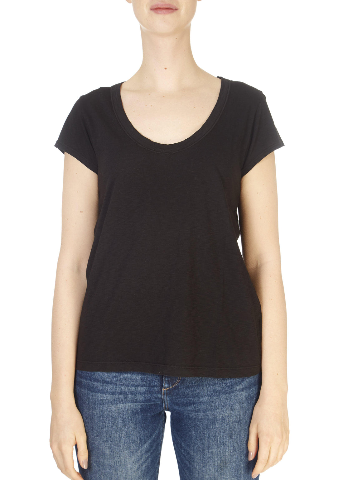 Katie Black Short Sleeve Scoop Neck Tee