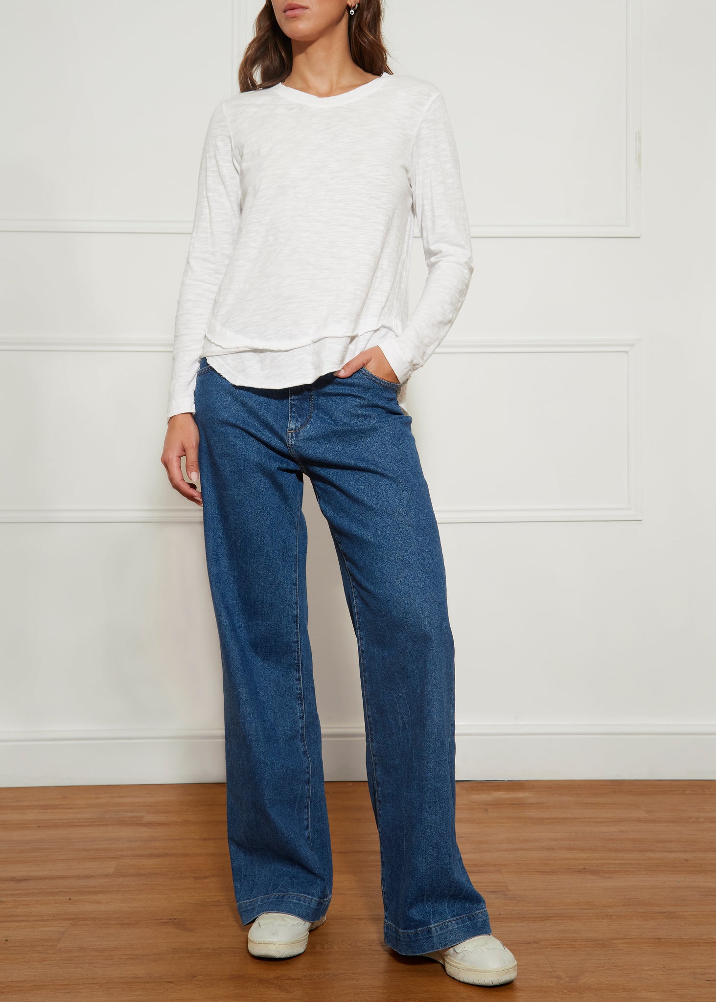 Long Sleeve White Mock Neck T Shirt