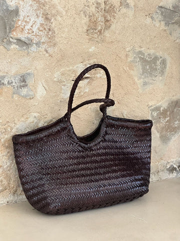 Brown Woven Leather Tote Bag