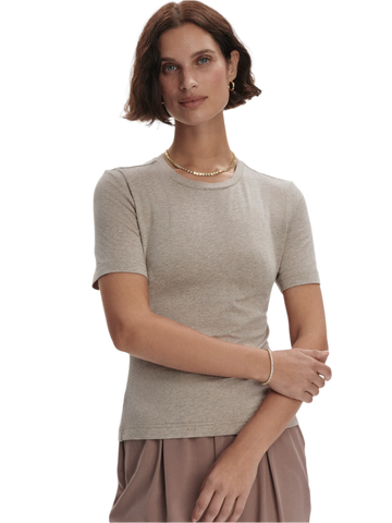 Regina Taupe Marl Fitted Tee Shirt (