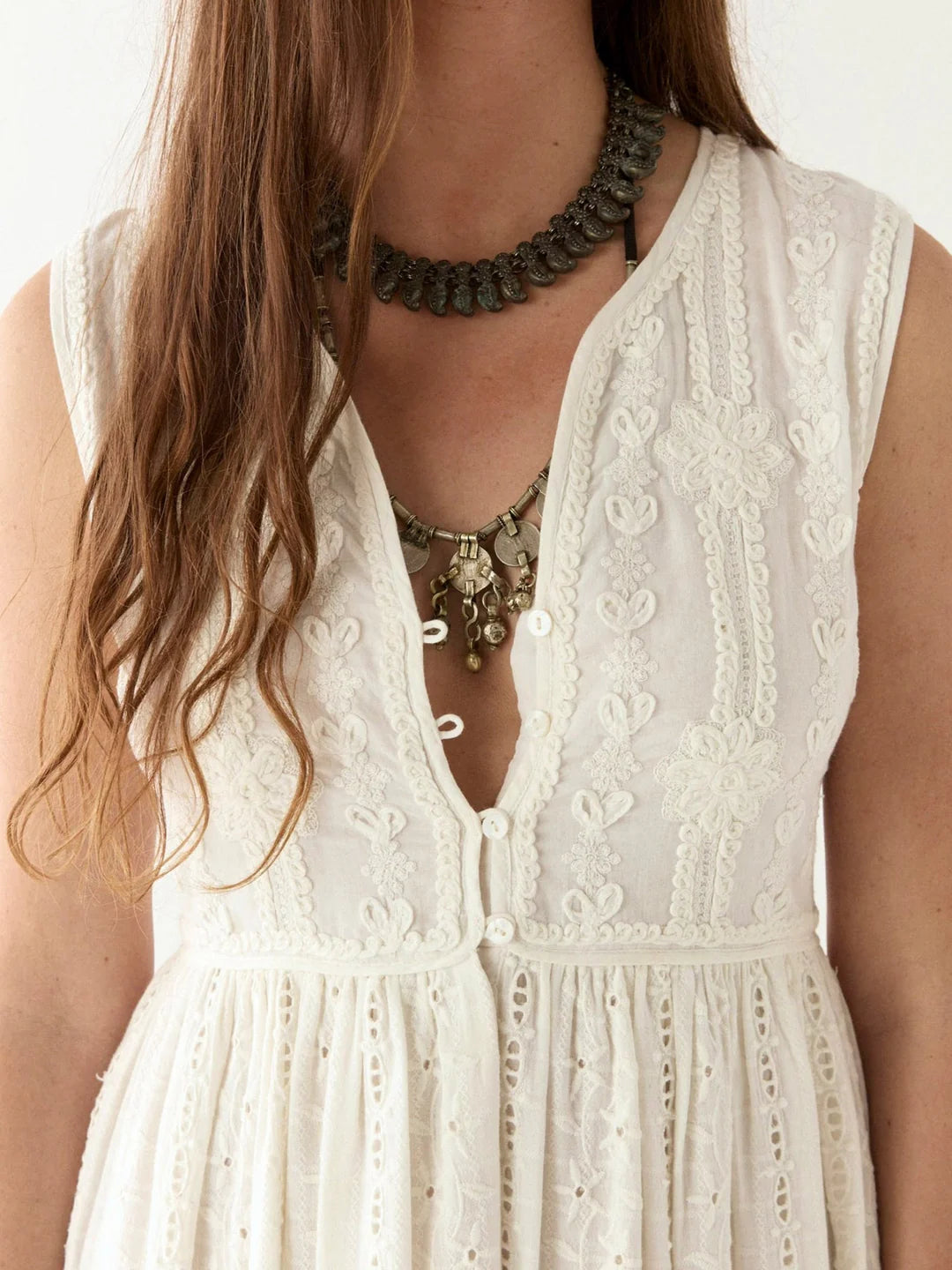 Amandine Dress in Lord Byron White