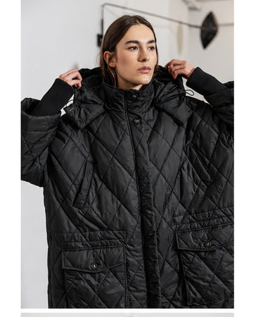 Neva Black Long Drawstring Coat
