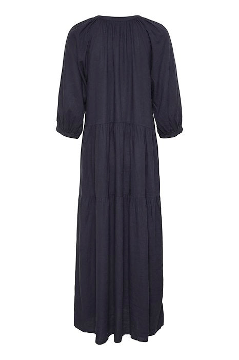 Nataliya Navy Linen Maxi Dress