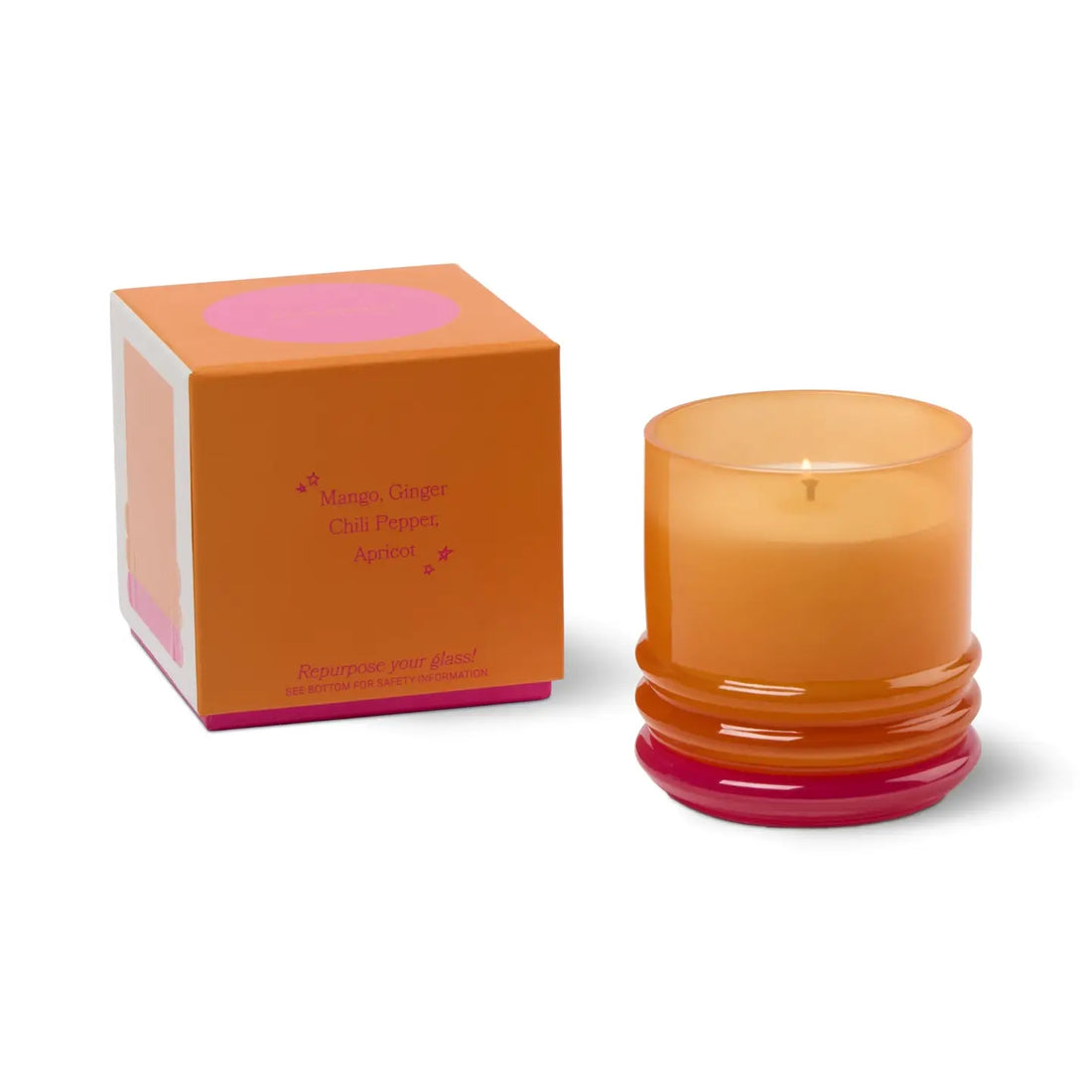 Glass Candle Orange and Hot Pink - Infrared Mango