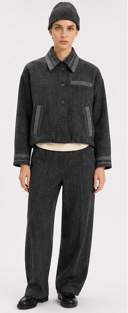 Cinch Grey Pinstripe Cropped Jacket