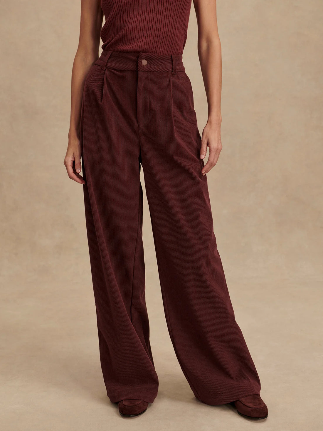 Floris Decadent Chocolate Wide Leg Cord Pant 29.5"