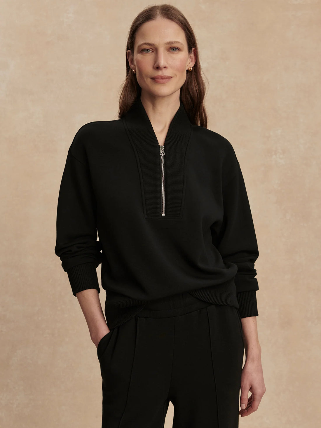 Sally Black Half Zip Sweatshirt
