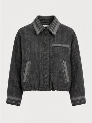 Cinch Grey Pinstripe Cropped Jacket