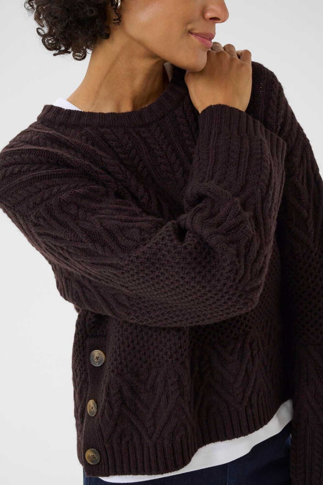 Sindy Ganache Brown Cable Sweater