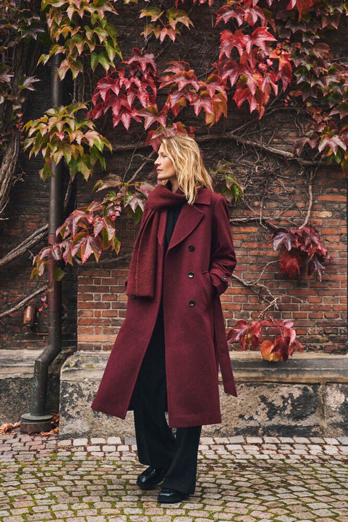 Synne Tawny Port Wool Coat