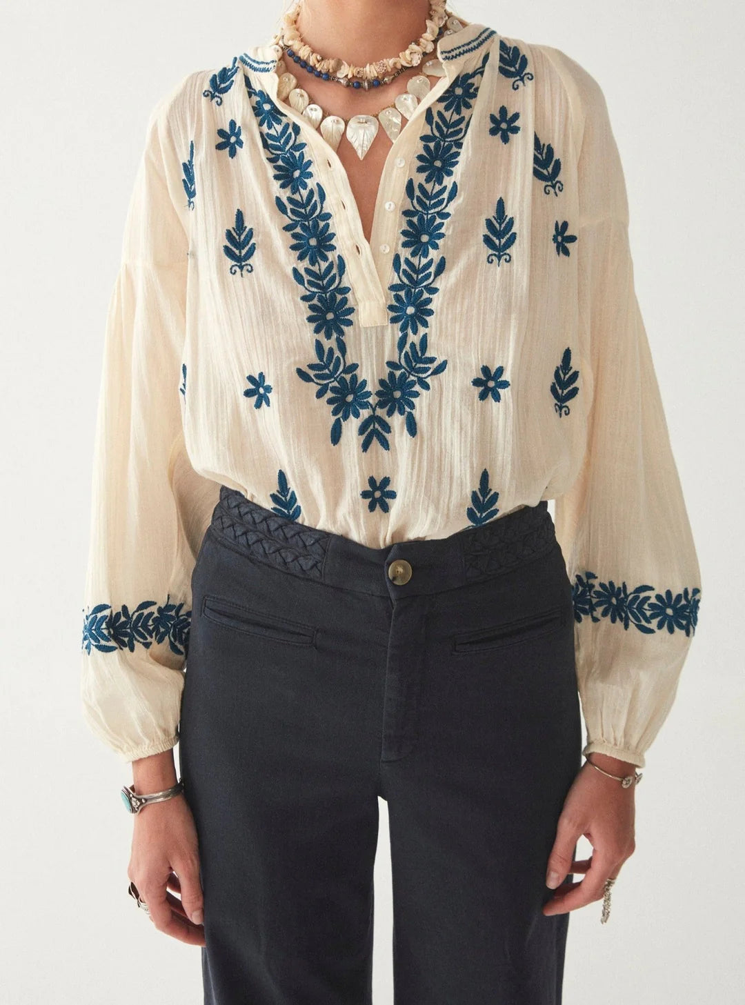 Lina Blouse in Caribe Blue