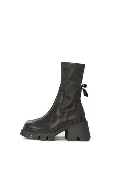 Black Stretch Leather Boot
