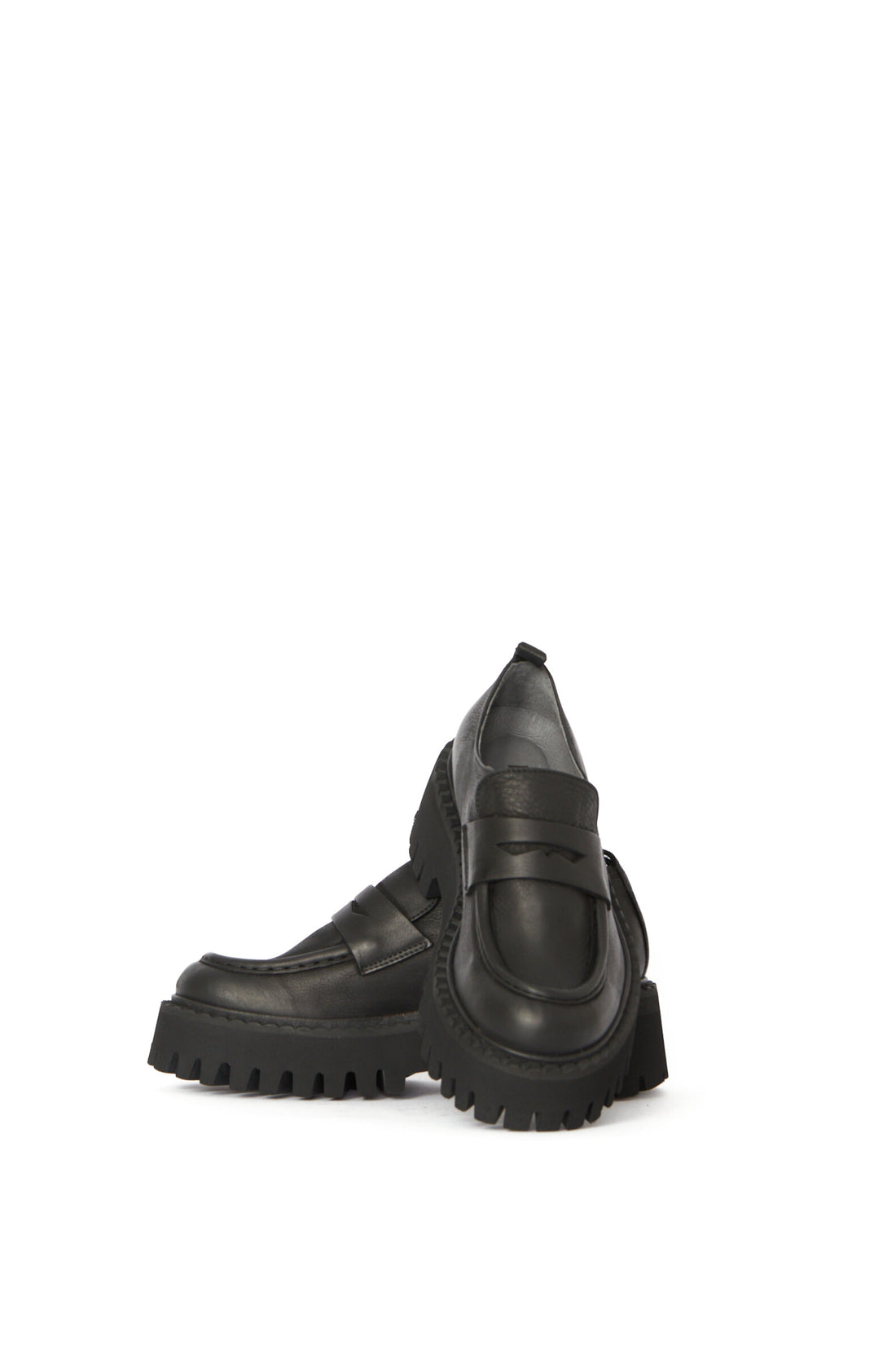 Black Leather Chunky Loafers