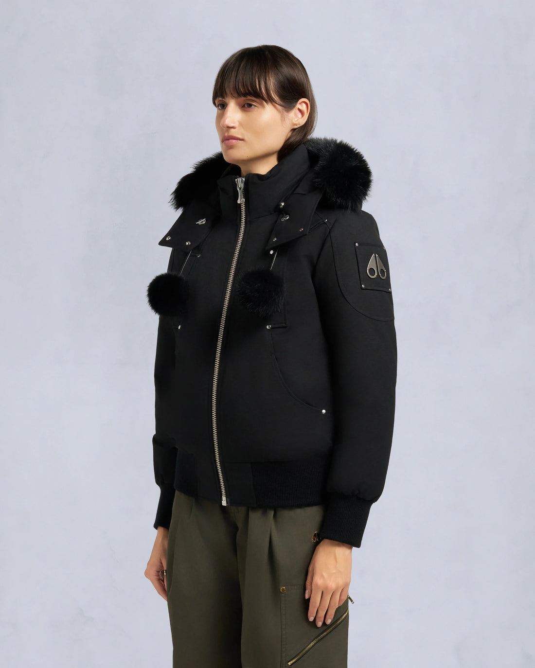 Debbie Black Pom Pom Bomber Jacket
