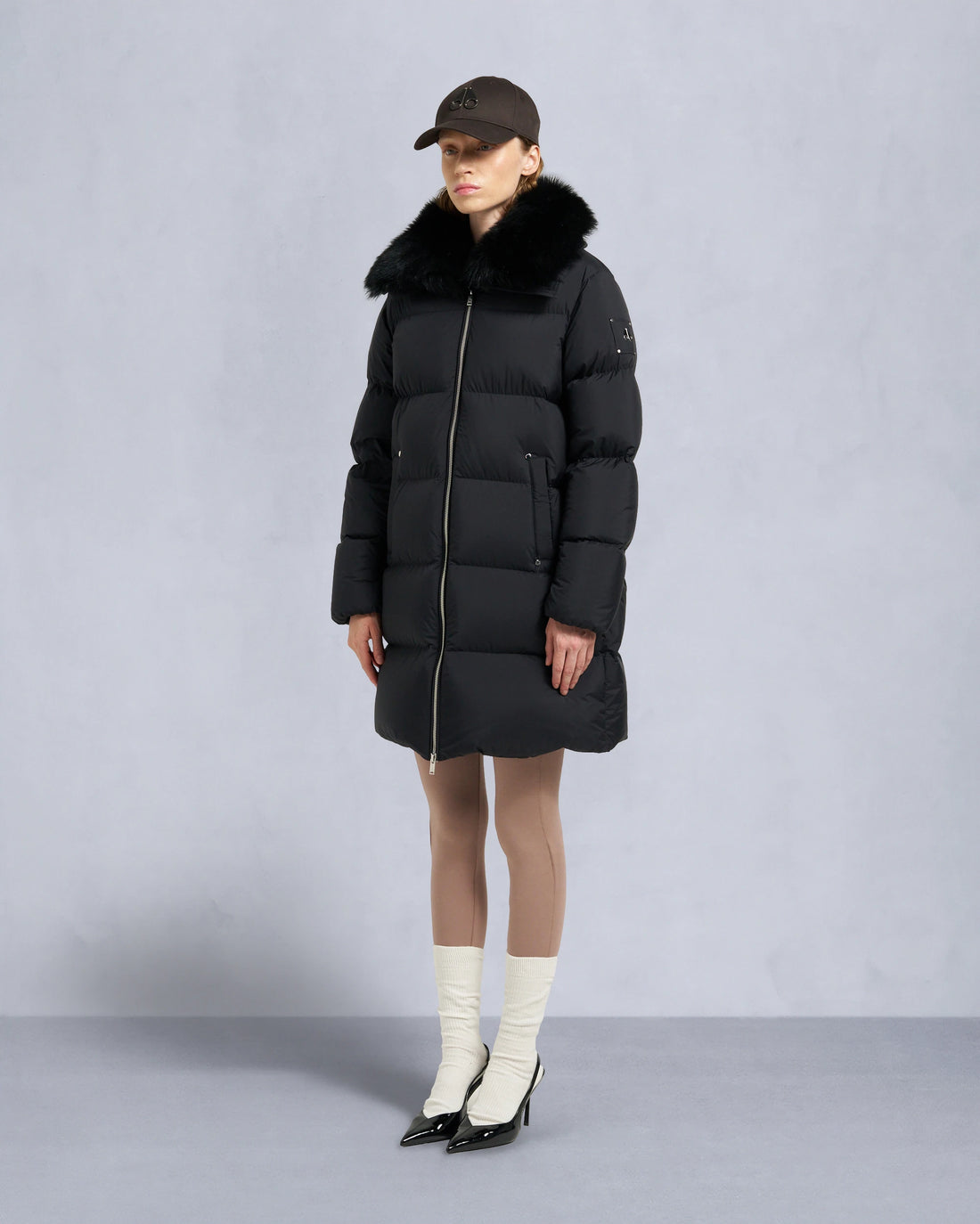 Belle Dune Shearling Trim Puffer