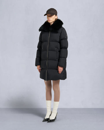 Belle Dune Shearling Trim Puffer