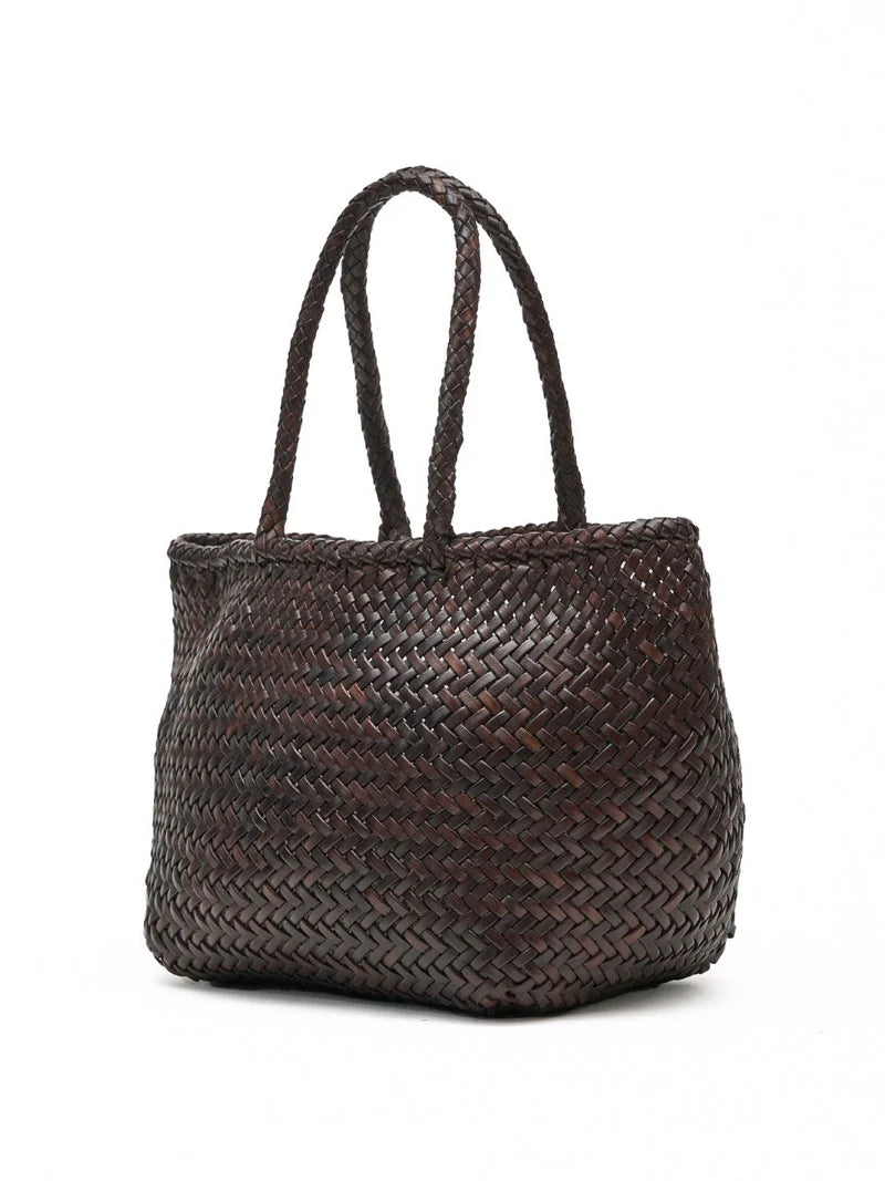 Brown Woven Leather Classic Tote Bag