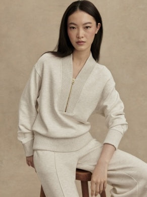 Sally Ivory Marl Half Zip Sweatshirt
