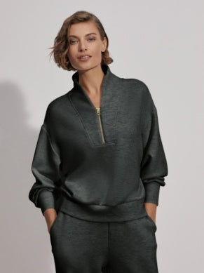 Davidson Olive Marl Zip Top Sweat