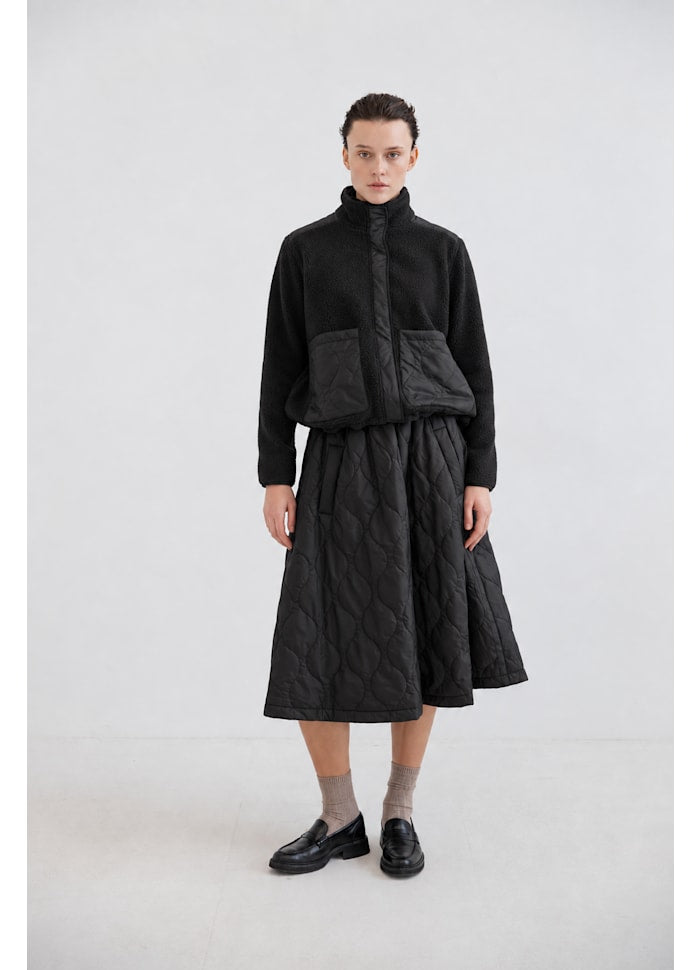Nicoline Black Quilted Puffer Skirt
