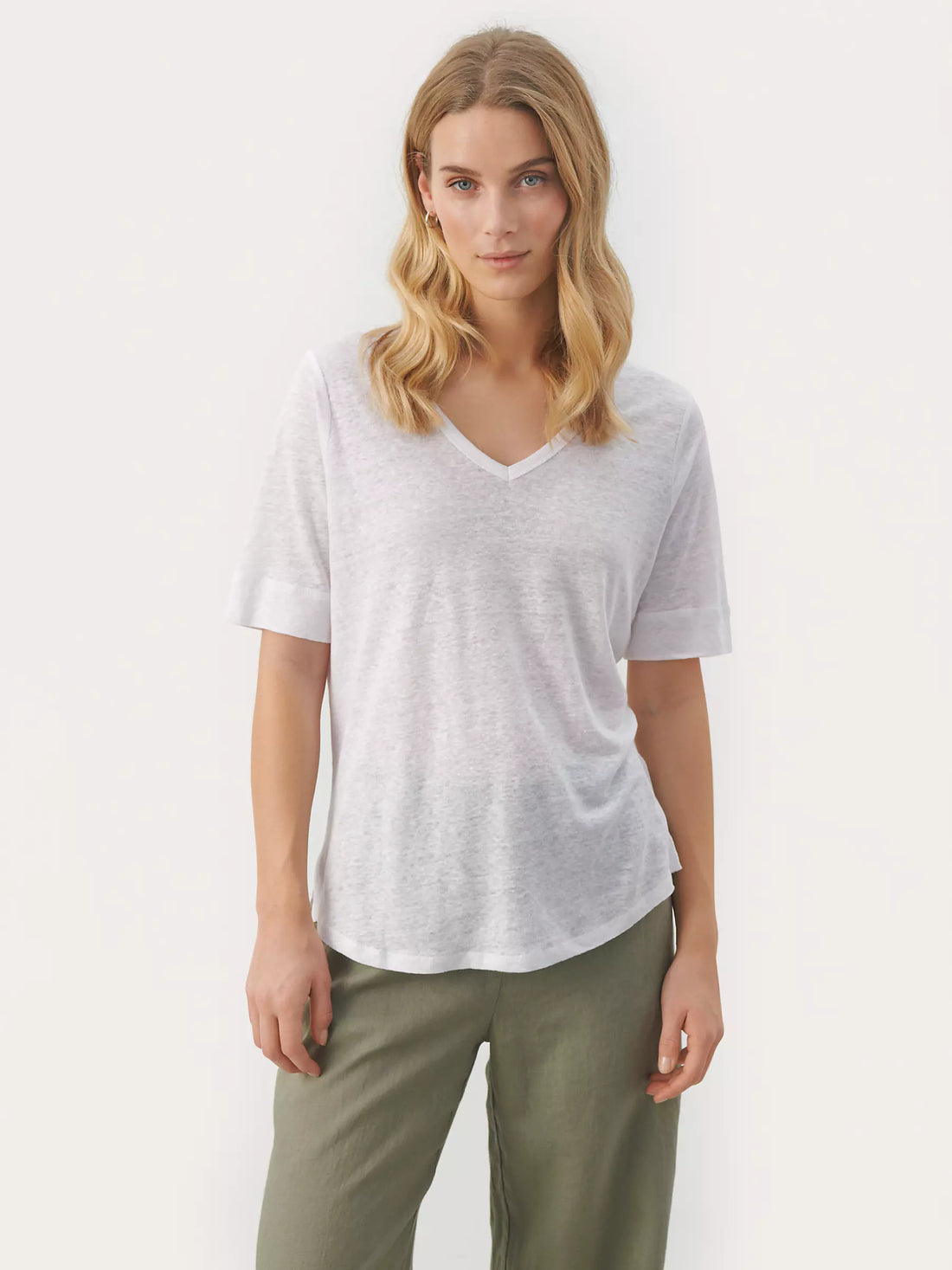 Curlies Linen T-Shirt in Bright White by Part Two at Jessimara.com
