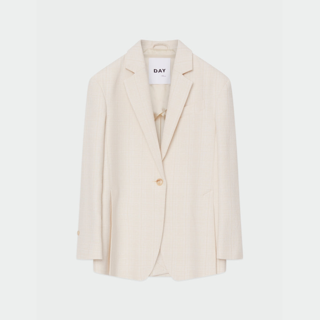 Emile Cream Textured Single Breasted Blazer