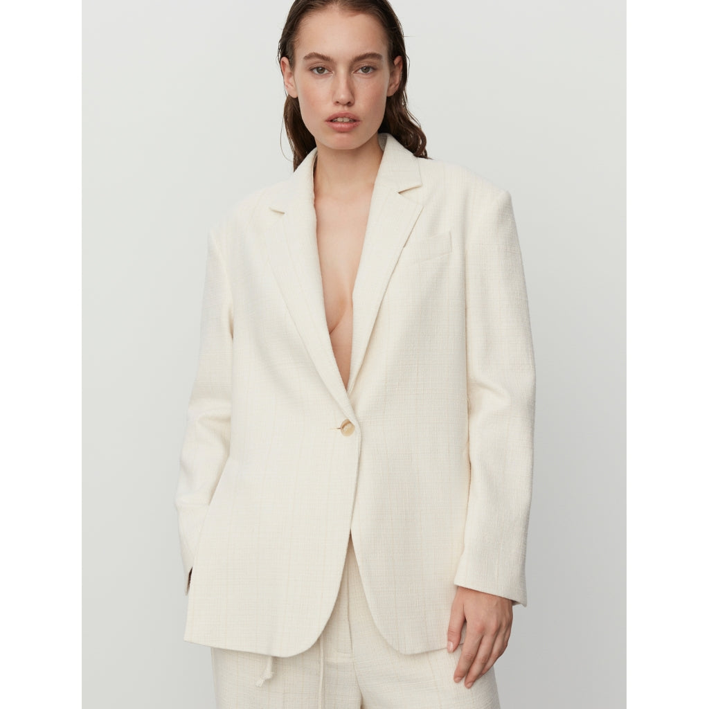 Emile Cream Textured Single Breasted Blazer