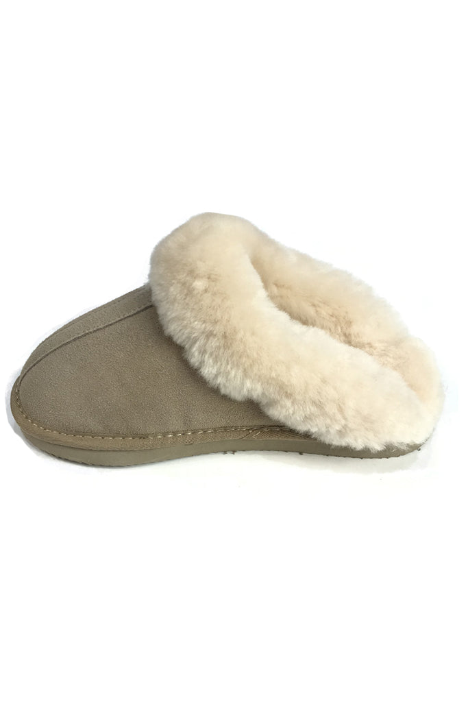 Beige Cream Luxury Sheepskin Wedge Slippers - Jessimara