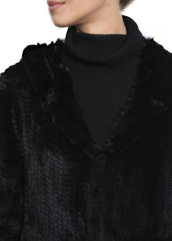 Fur 5 Eight Knitted Real Rex Rabbit Fur Hooded Jacket - Jessimara
