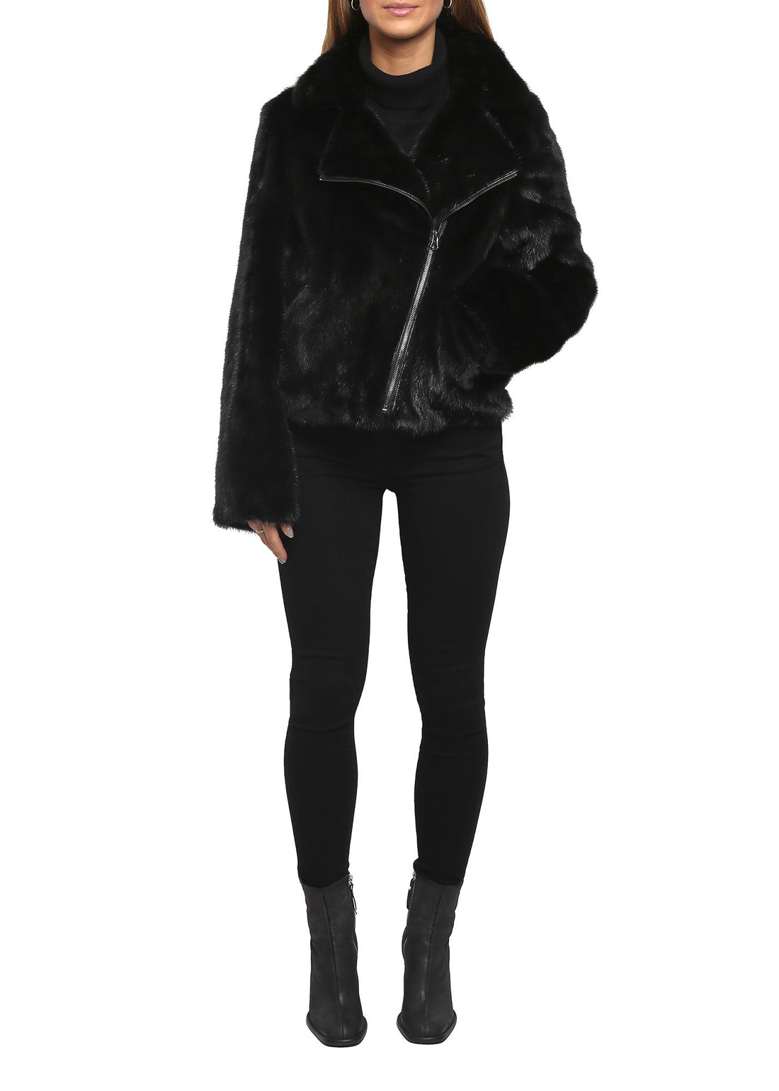 Black Mink Biker Jacket - Jessimara