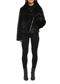 Black Mink Biker Jacket - Jessimara