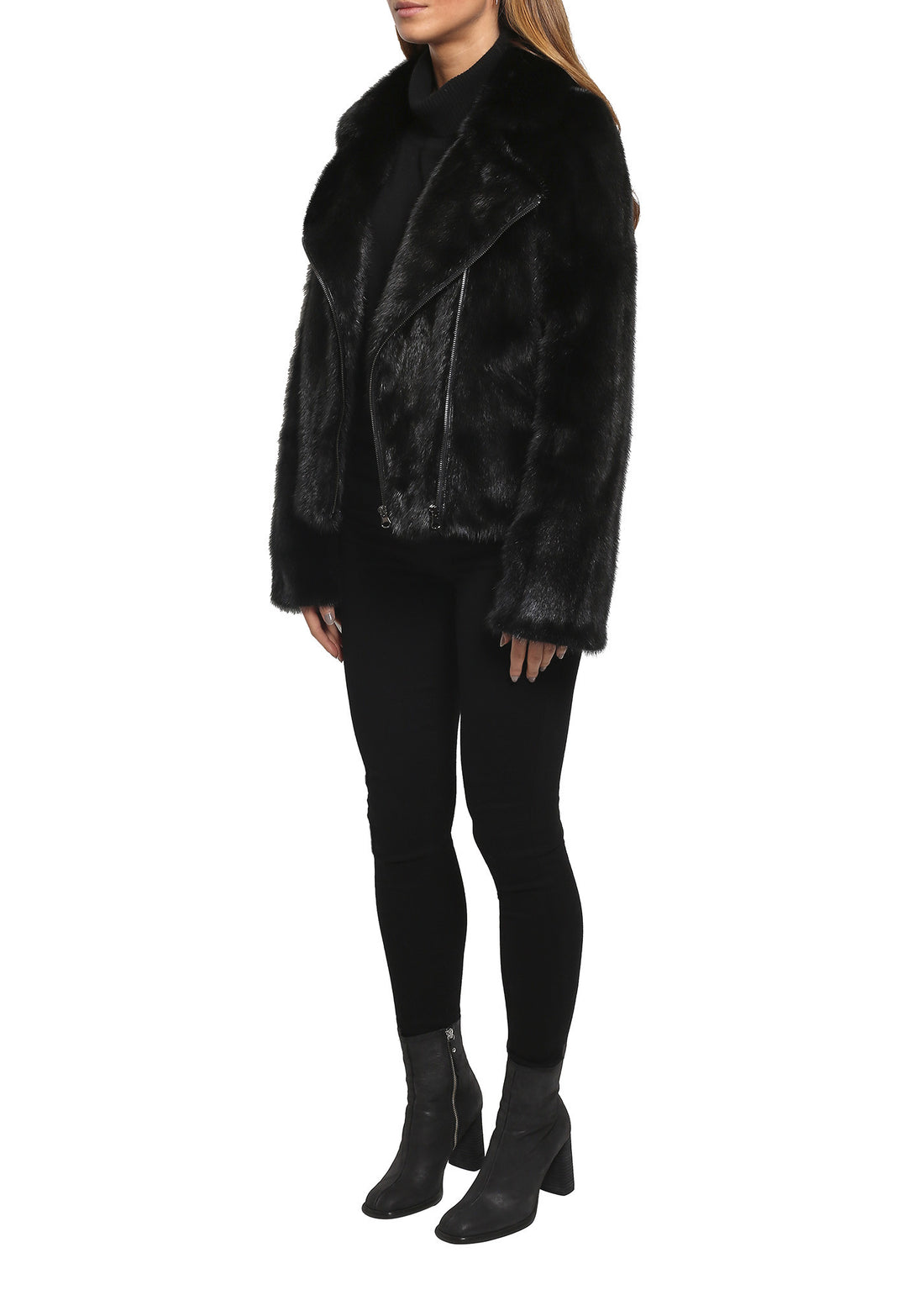 Black Mink Biker Jacket - Jessimara