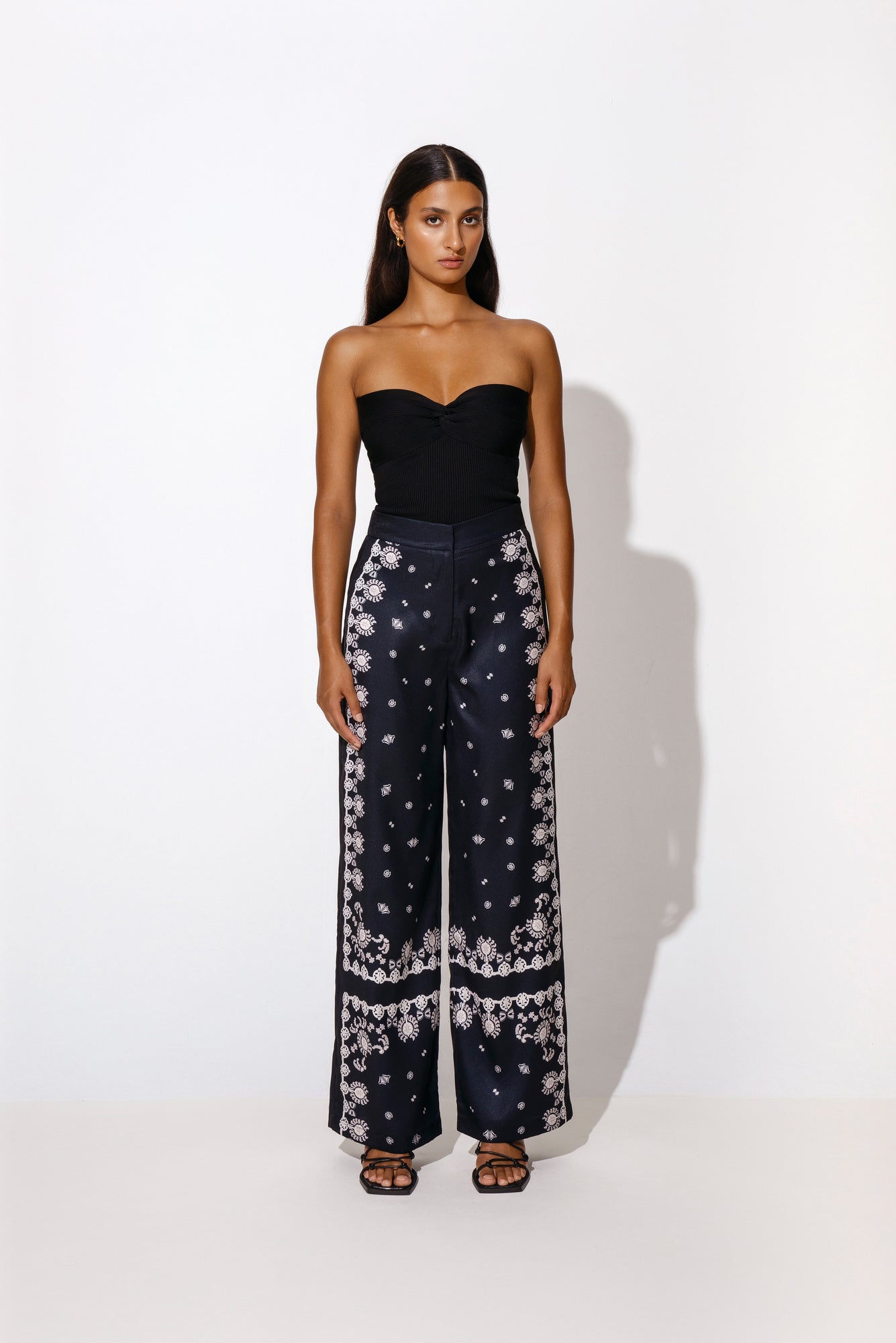 Pia wide leg Sierra print satin pant