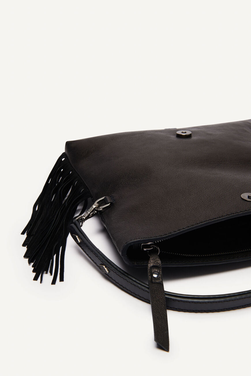 Zoe fringe leather clutch, shoulder and crossbody bag