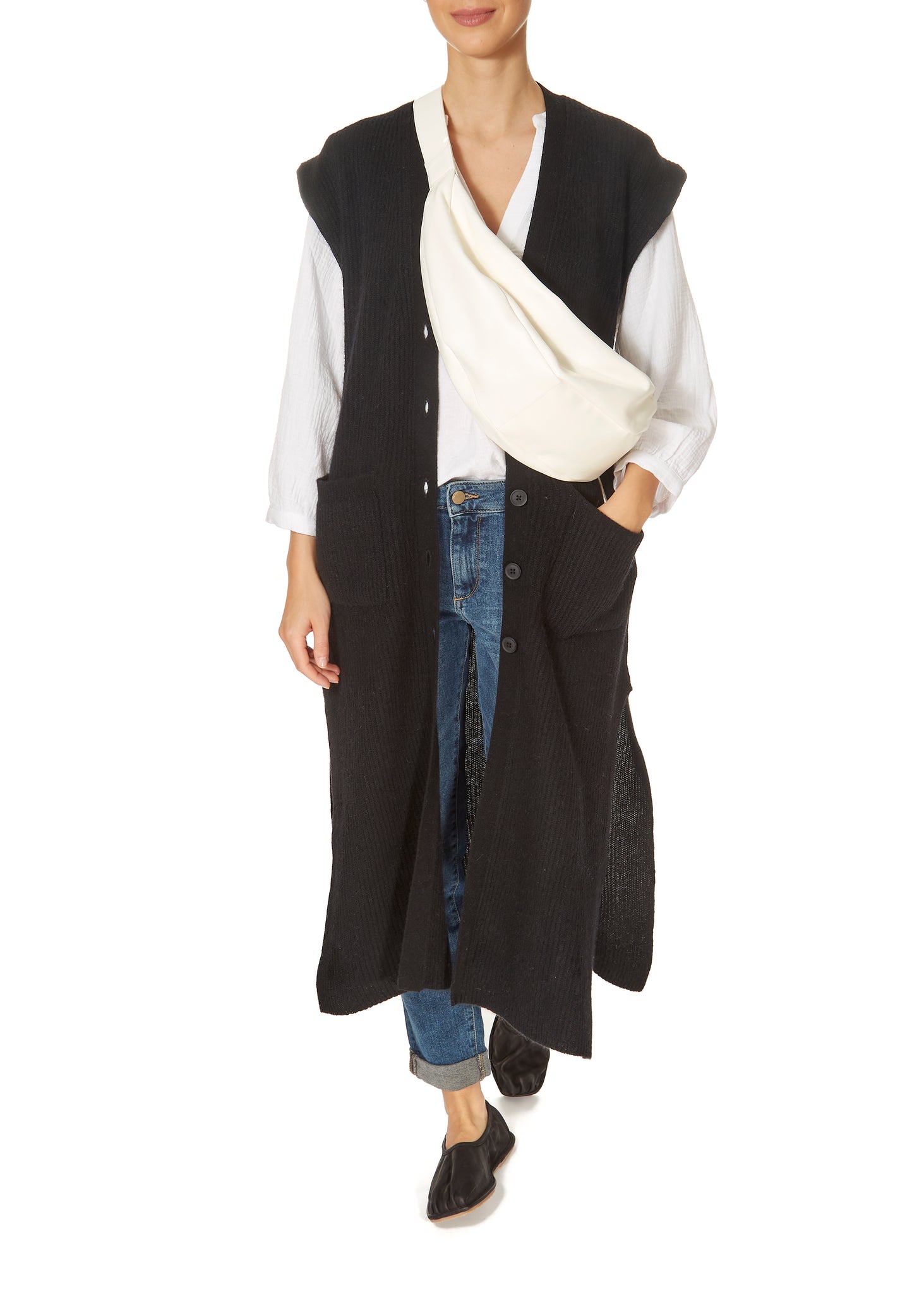 360 Cashmere Jasmin Long Gilet *Available In Blue and Black