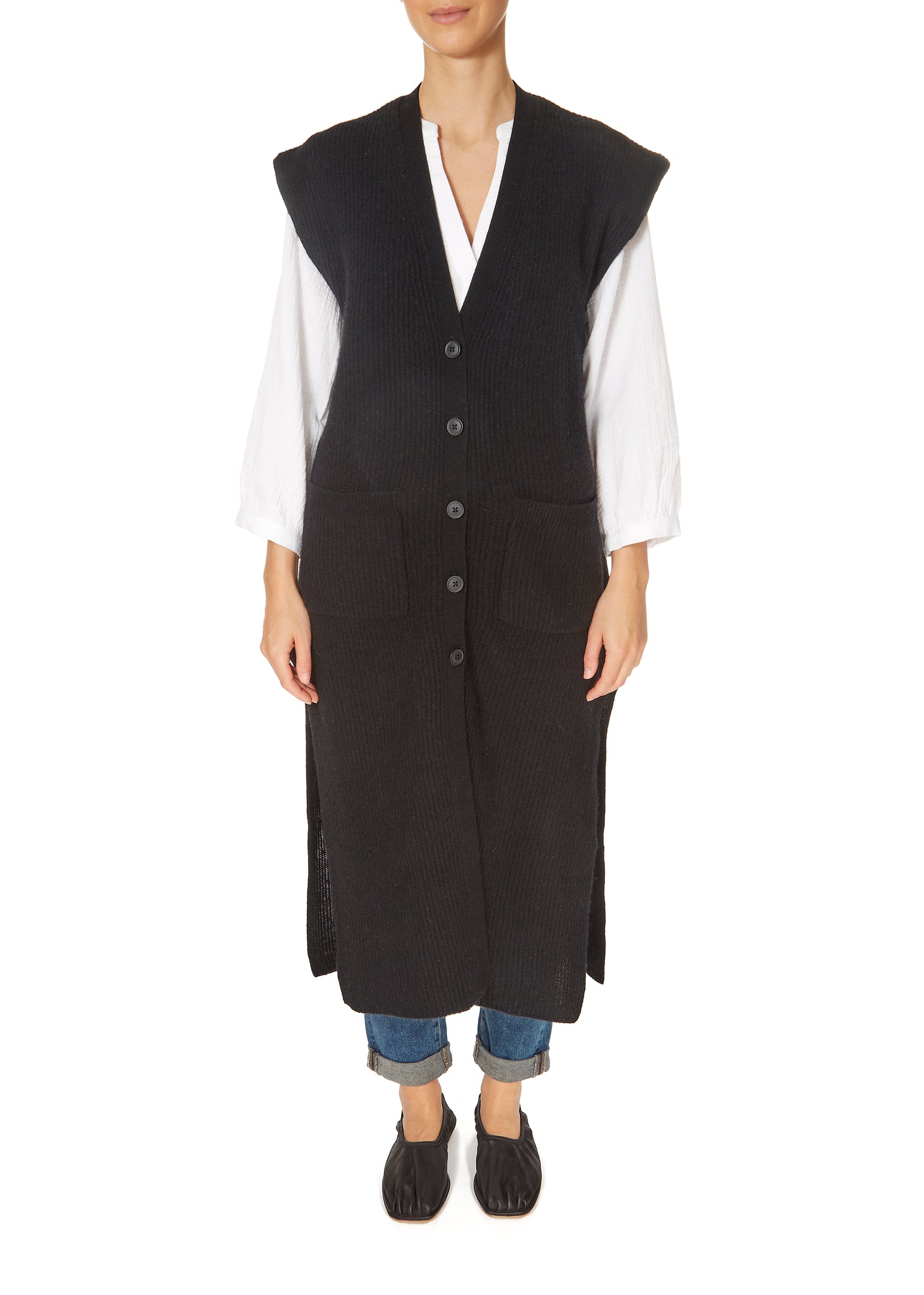 360 Cashmere Jasmin Long Gilet *Available In Blue and Black