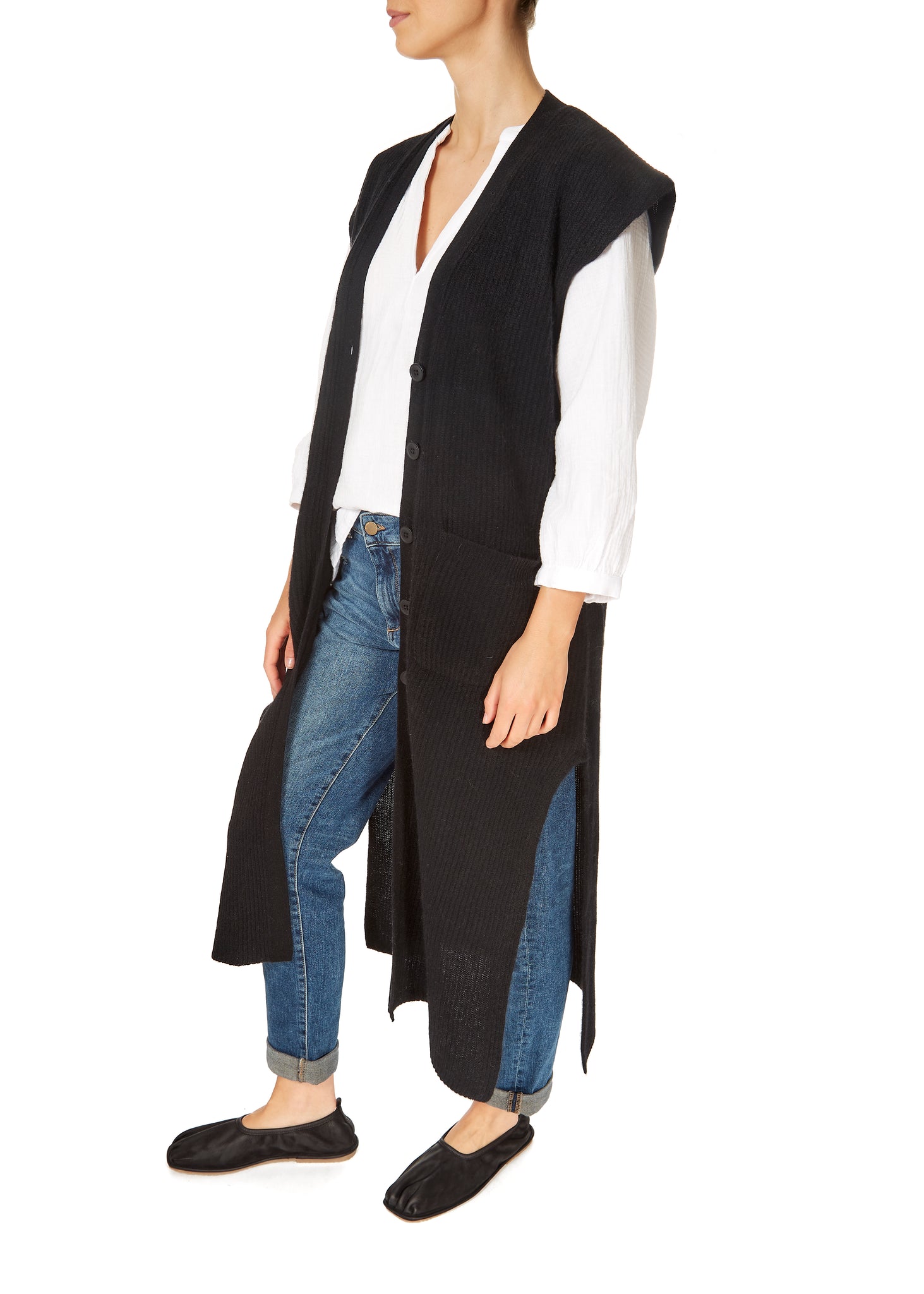 360 Cashmere Jasmin Long Gilet *Available In Blue and Black