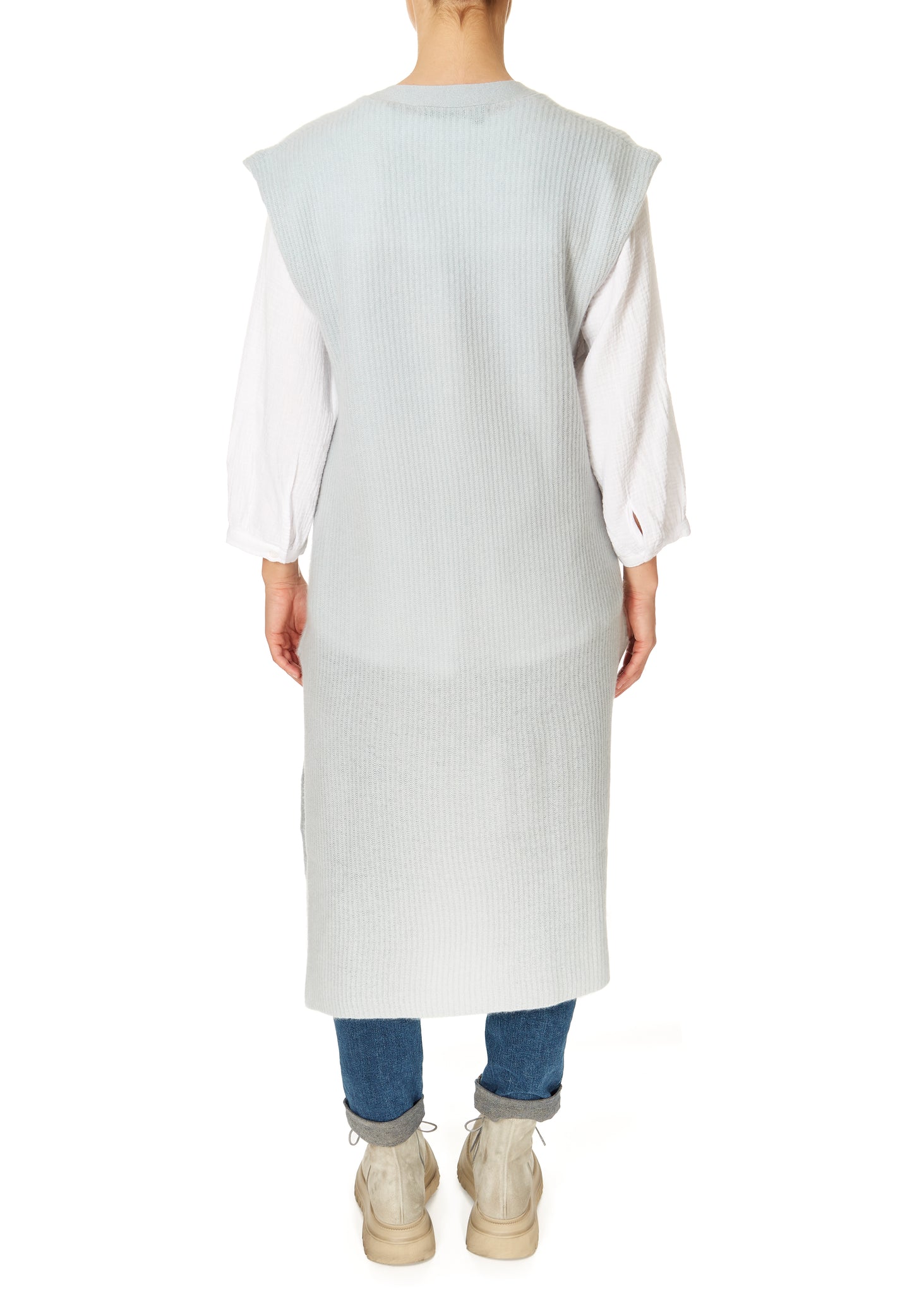 360 Cashmere Jasmin Long Gilet *Available In Blue and Black