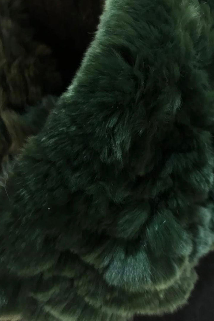 Forest Green Knitted Real Rex Rabbit Fur Single Snood - Jessimara