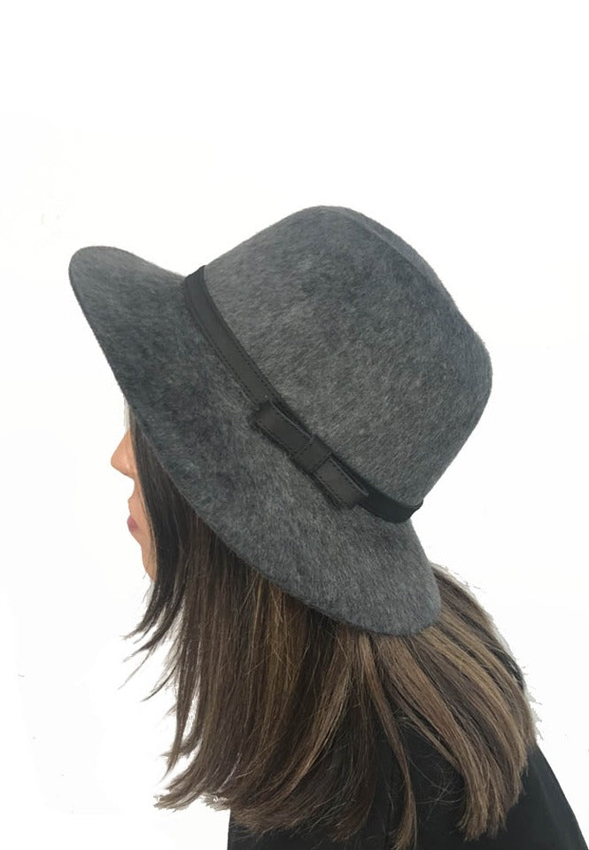 Light Grey Wool 'Winter Trilby Hat' - Jessimara